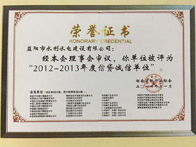 2012-2013年度信贷诚信单位